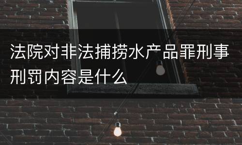 法院对非法捕捞水产品罪刑事刑罚内容是什么