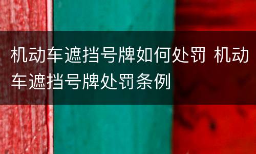 机动车遮挡号牌如何处罚 机动车遮挡号牌处罚条例