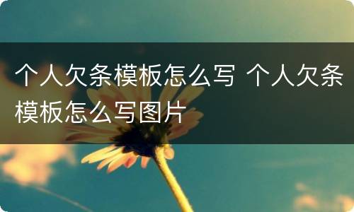 个人欠条模板怎么写 个人欠条模板怎么写图片
