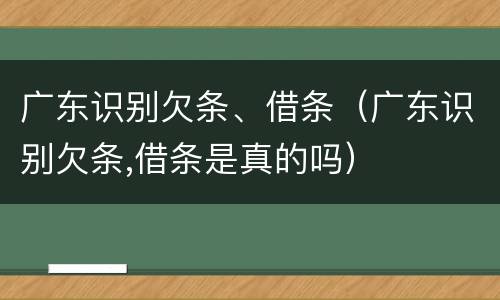 广东识别欠条、借条（广东识别欠条,借条是真的吗）
