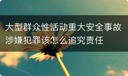 大型群众性活动重大安全事故涉嫌犯罪该怎么追究责任