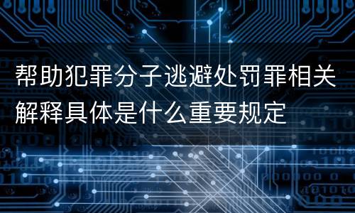 帮助犯罪分子逃避处罚罪相关解释具体是什么重要规定