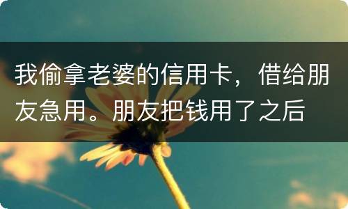 我偷拿老婆的信用卡，借给朋友急用。朋友把钱用了之后