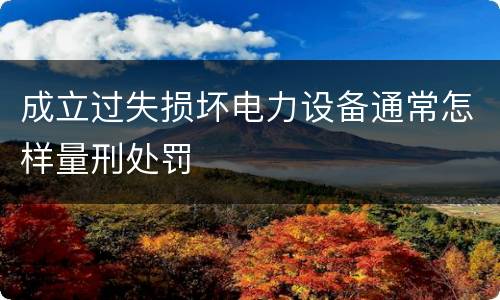 成立过失损坏电力设备通常怎样量刑处罚