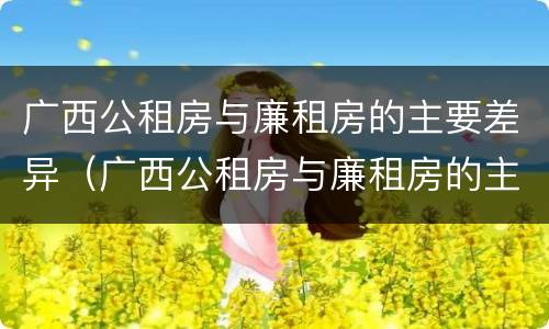 广西公租房与廉租房的主要差异（广西公租房与廉租房的主要差异是什么）