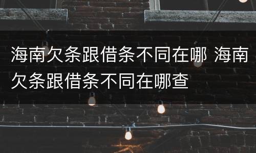 海南欠条跟借条不同在哪 海南欠条跟借条不同在哪查