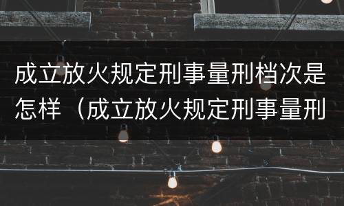成立放火规定刑事量刑档次是怎样（成立放火规定刑事量刑档次是怎样规定的）