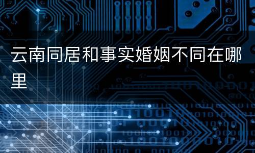 云南同居和事实婚姻不同在哪里