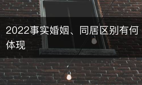 2022事实婚姻、同居区别有何体现