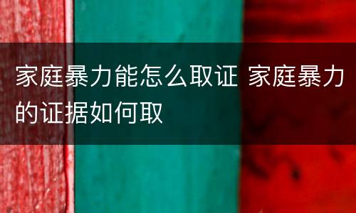 家庭暴力能怎么取证 家庭暴力的证据如何取