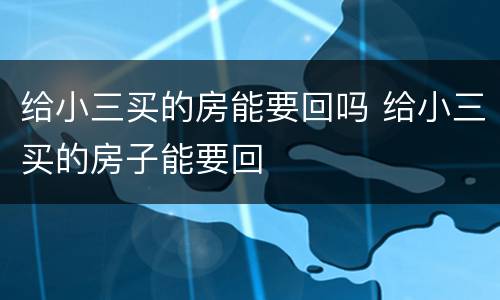 给小三买的房能要回吗 给小三买的房子能要回