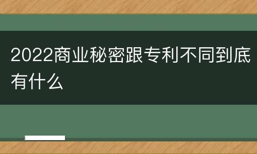 2022商业秘密跟专利不同到底有什么