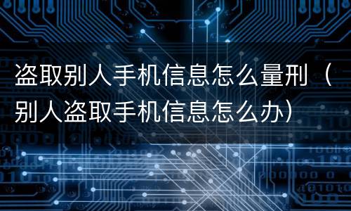 盗取别人手机信息怎么量刑（别人盗取手机信息怎么办）