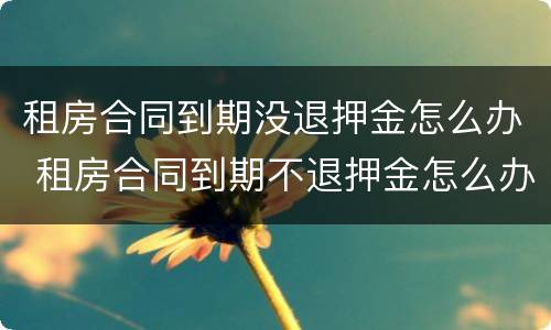 租房合同到期没退押金怎么办 租房合同到期不退押金怎么办