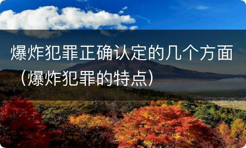 爆炸犯罪正确认定的几个方面（爆炸犯罪的特点）