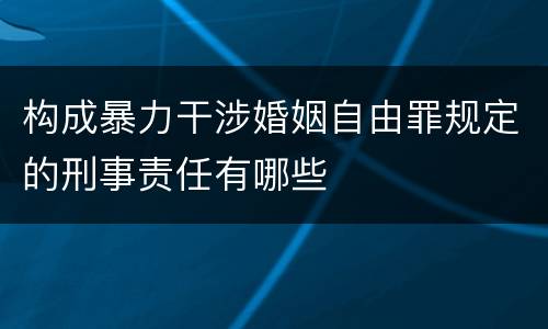 构成暴力干涉婚姻自由罪规定的刑事责任有哪些