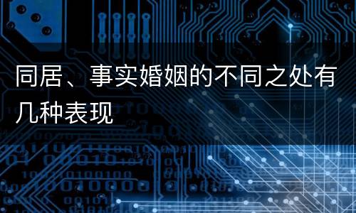 同居、事实婚姻的不同之处有几种表现