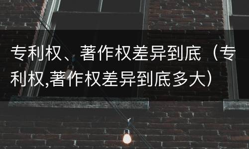 专利权、著作权差异到底（专利权,著作权差异到底多大）