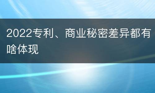 2022专利、商业秘密差异都有啥体现