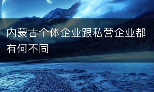 内蒙古个体企业跟私营企业都有何不同