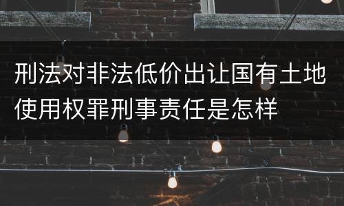 刑法对非法低价出让国有土地使用权罪刑事责任是怎样