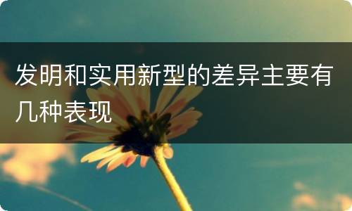 发明和实用新型的差异主要有几种表现