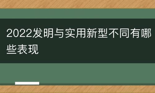 2022发明与实用新型不同有哪些表现