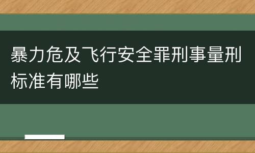 暴力危及飞行安全罪刑事量刑标准有哪些