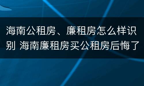 海南公租房、廉租房怎么样识别 海南廉租房买公租房后悔了