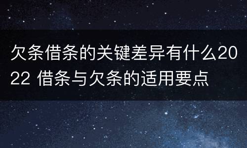 欠条借条的关键差异有什么2022 借条与欠条的适用要点