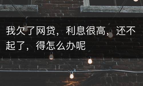 我欠了网贷,利息很高,还不起了,得怎么办呢