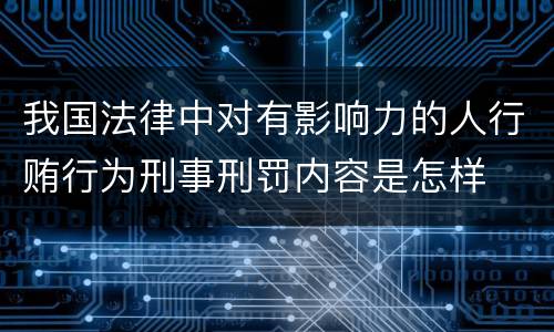 我国法律中对有影响力的人行贿行为刑事刑罚内容是怎样