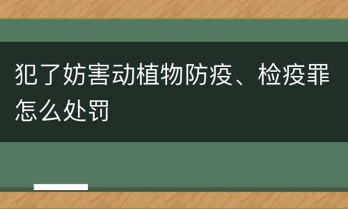 犯了妨害动植物防疫、检疫罪怎么处罚