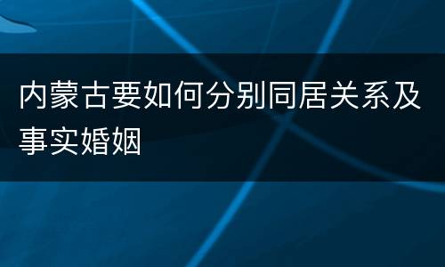 内蒙古要如何分别同居关系及事实婚姻