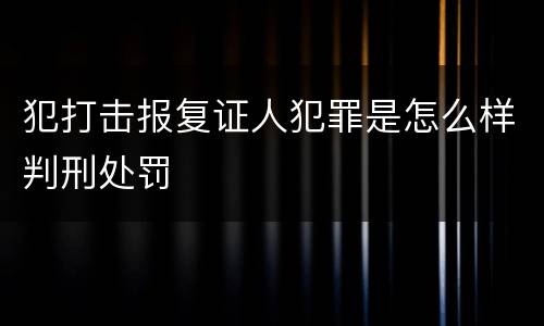 犯打击报复证人犯罪是怎么样判刑处罚