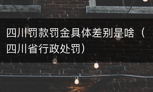 四川罚款罚金具体差别是啥（四川省行政处罚）
