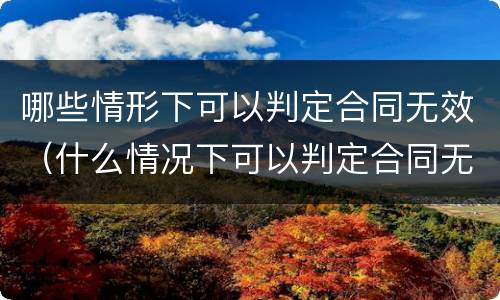 哪些情形下可以判定合同无效（什么情况下可以判定合同无效）