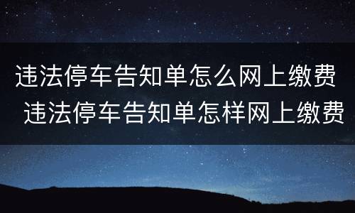 违法停车告知单怎么网上缴费 违法停车告知单怎样网上缴费