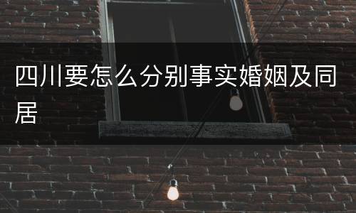 四川要怎么分别事实婚姻及同居