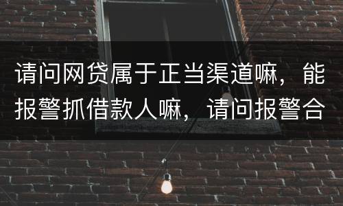 请问网贷属于正当渠道嘛，能报警抓借款人嘛，请问报警合理嘛