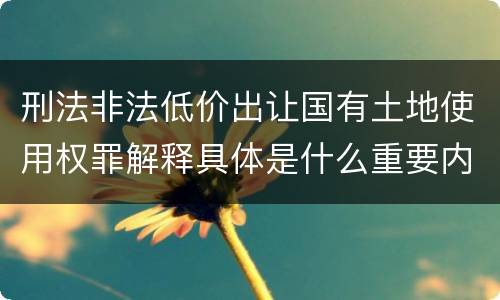 刑法非法低价出让国有土地使用权罪解释具体是什么重要内容