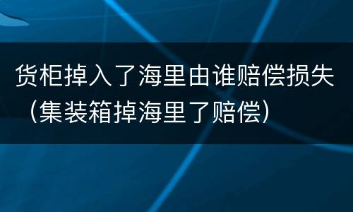 货柜掉入了海里由谁赔偿损失（集装箱掉海里了赔偿）