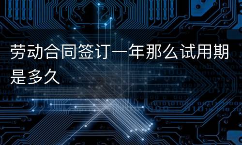 劳动合同签订一年那么试用期是多久