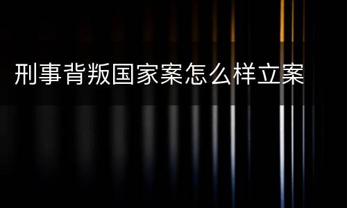 刑事背叛国家案怎么样立案