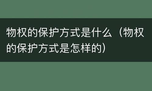 物权的保护方式是什么（物权的保护方式是怎样的）