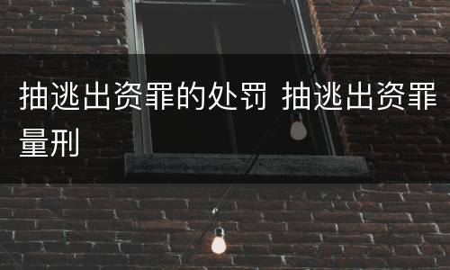 抽逃出资罪的处罚 抽逃出资罪量刑