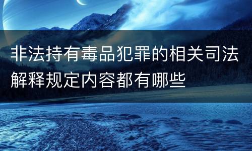 非法持有毒品犯罪的相关司法解释规定内容都有哪些