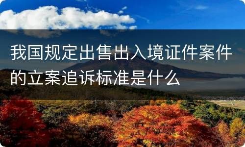 我国规定出售出入境证件案件的立案追诉标准是什么