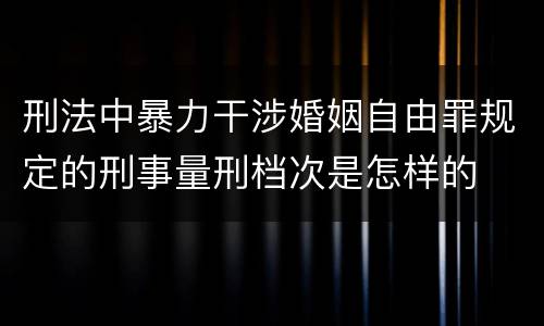 刑法中暴力干涉婚姻自由罪规定的刑事量刑档次是怎样的