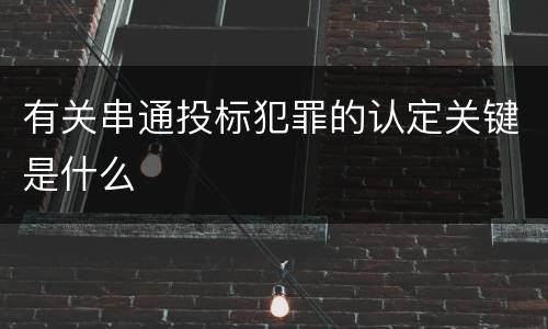 有关串通投标犯罪的认定关键是什么
